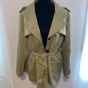 Long Sleeve Lightweight Belted Peri Trench Coat Khaki Lined